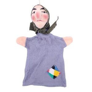 VINTAGE KERSA‎ WITCH HAND PUPPET Old Woman Lady Fabric Doll Felt 1960s